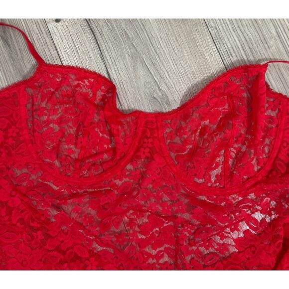 INC Concepts Lace Bodysuit Sheer Lace Cup Lingerie Teddy - Red Size XXL - $50 - Picture 4 of 10